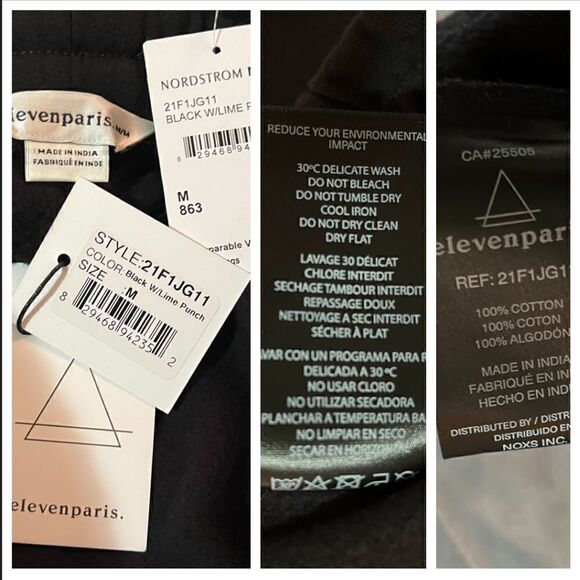 Elevenparis Contrast Stiched Joggers Cotton Black Neon Line Green Stitching M - Picture 8 of 9